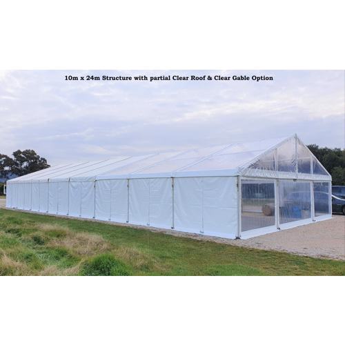 10m x 24m structure clear walls and gables